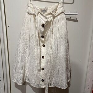 White midi belted skirt